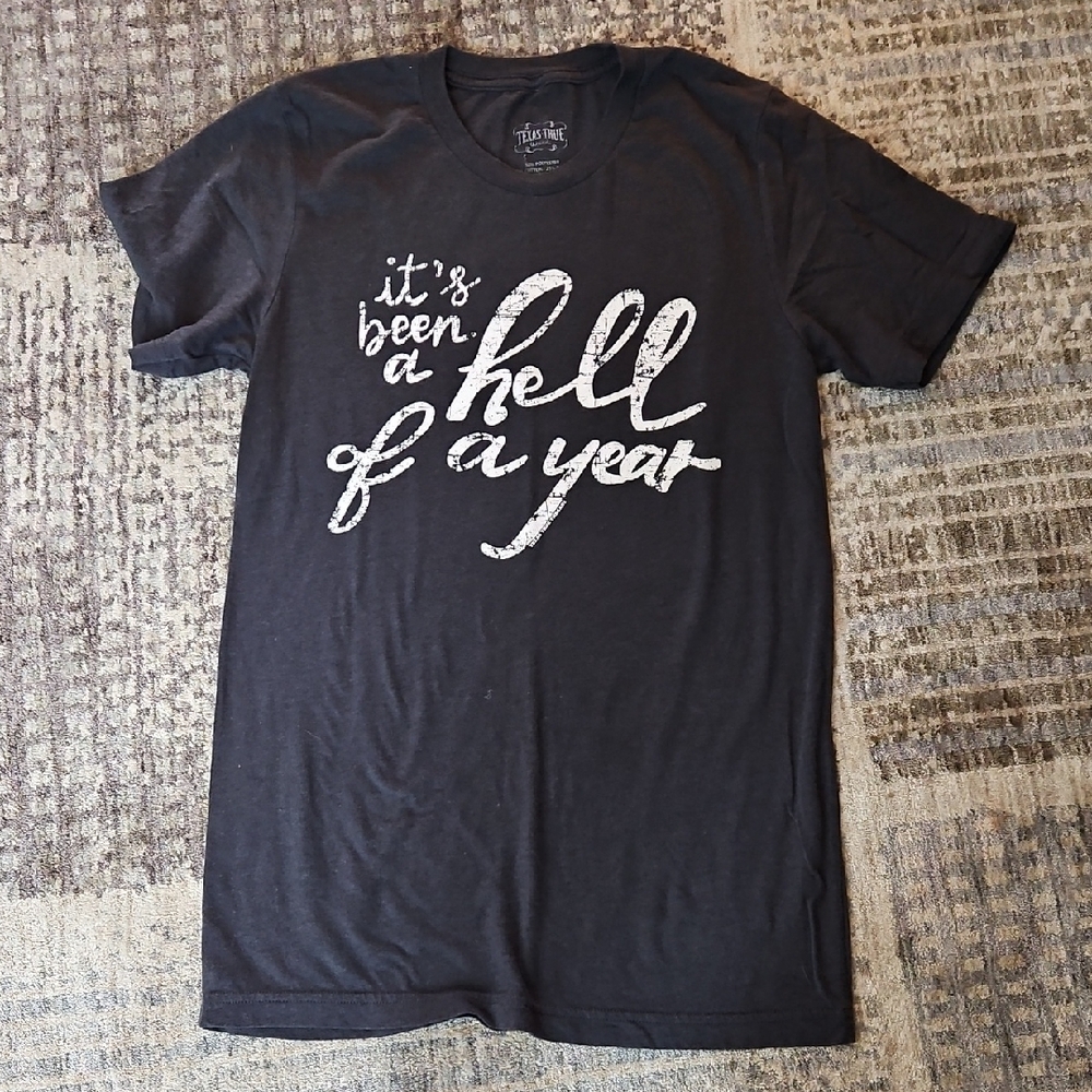 Dark Gray Graphic Tee with Bold Script